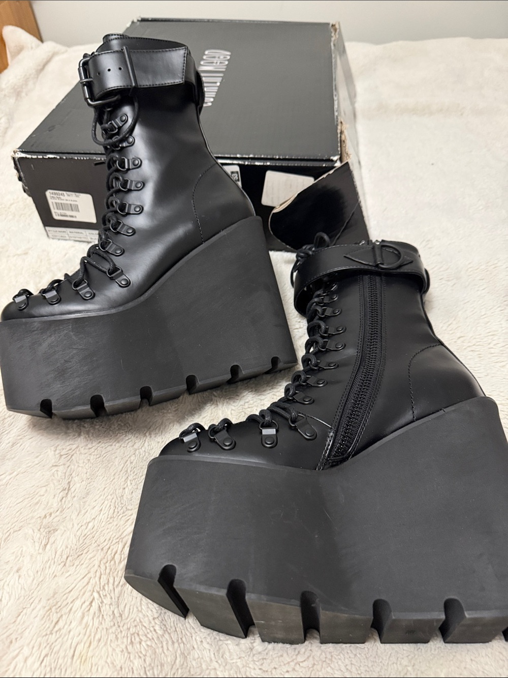 Current Mood | Traitor Black Platform Lace-Up Wedge Combat Boots | NIB | 9 - Picture 7 of 11
